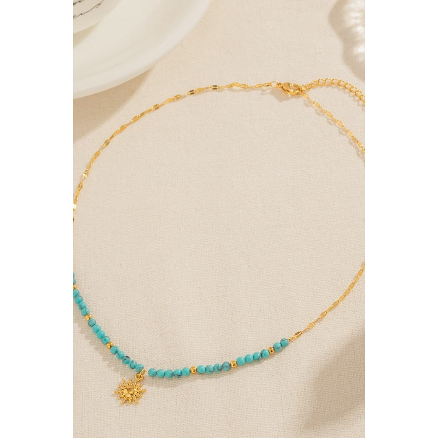 Turquoise Beaded 18K Gold-Plated Sun Shape Pendant Necklace Gold / One Size