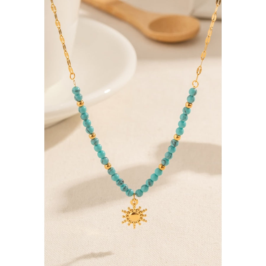 Turquoise Beaded 18K Gold-Plated Sun Shape Pendant Necklace Gold / One Size