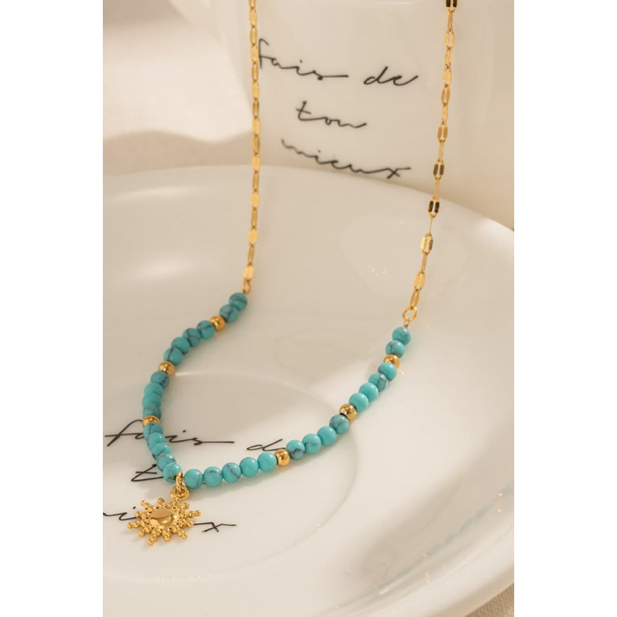 Turquoise Beaded 18K Gold-Plated Sun Shape Pendant Necklace Gold / One Size