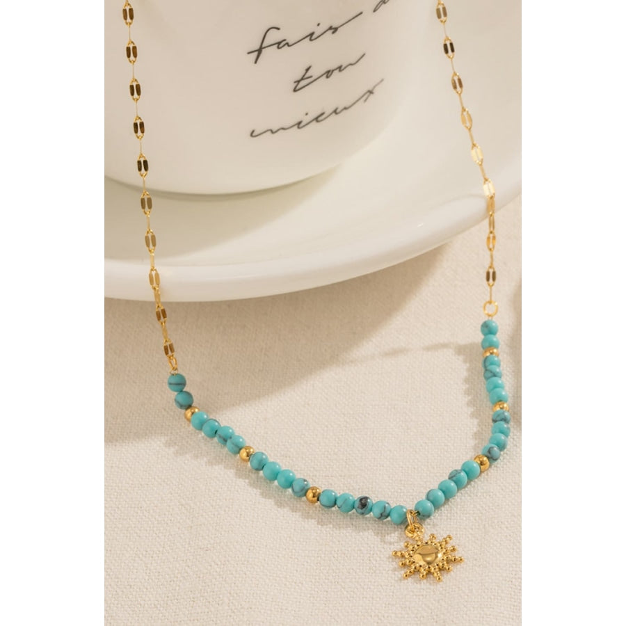 Turquoise Beaded 18K Gold-Plated Sun Shape Pendant Necklace Gold / One Size