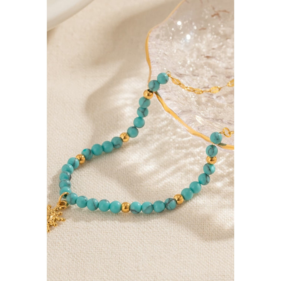 Turquoise Beaded 18K Gold-Plated Sun Shape Pendant Necklace Gold / One Size