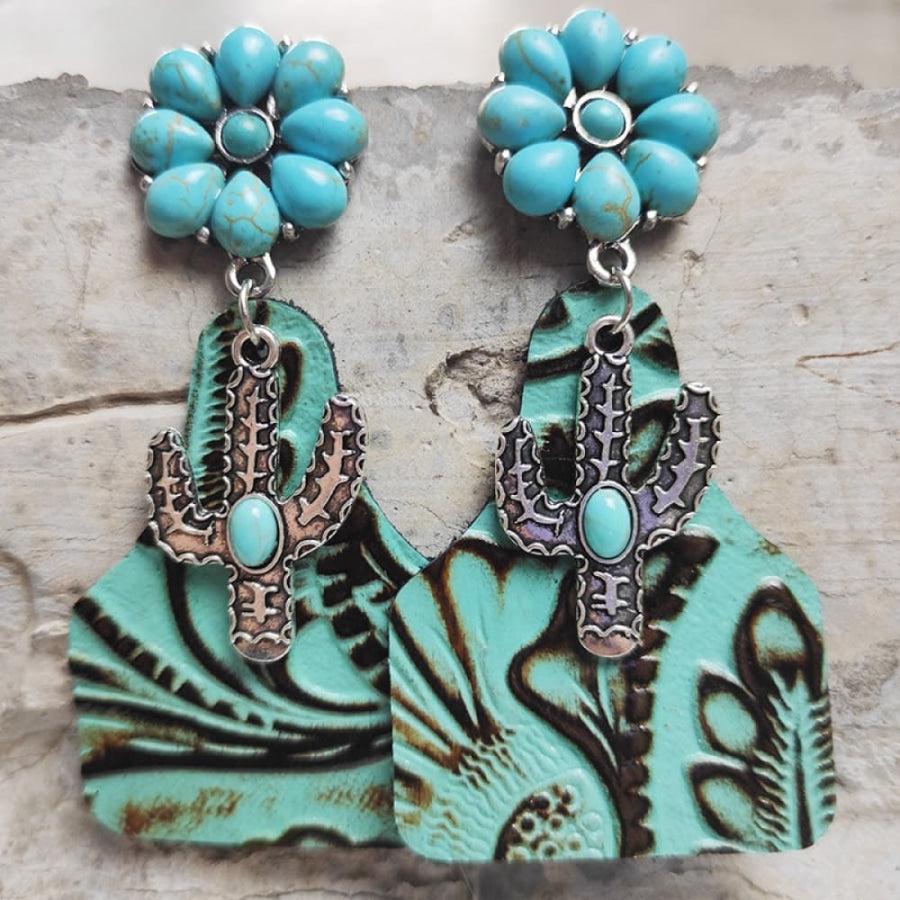 Turquoise Cactus Dangle Earrings Turquoise / One Size