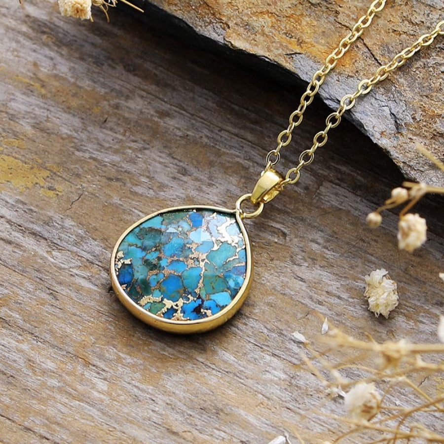 Turquoise Chain Pendant Necklace Gold / One Size Apparel and Accessories