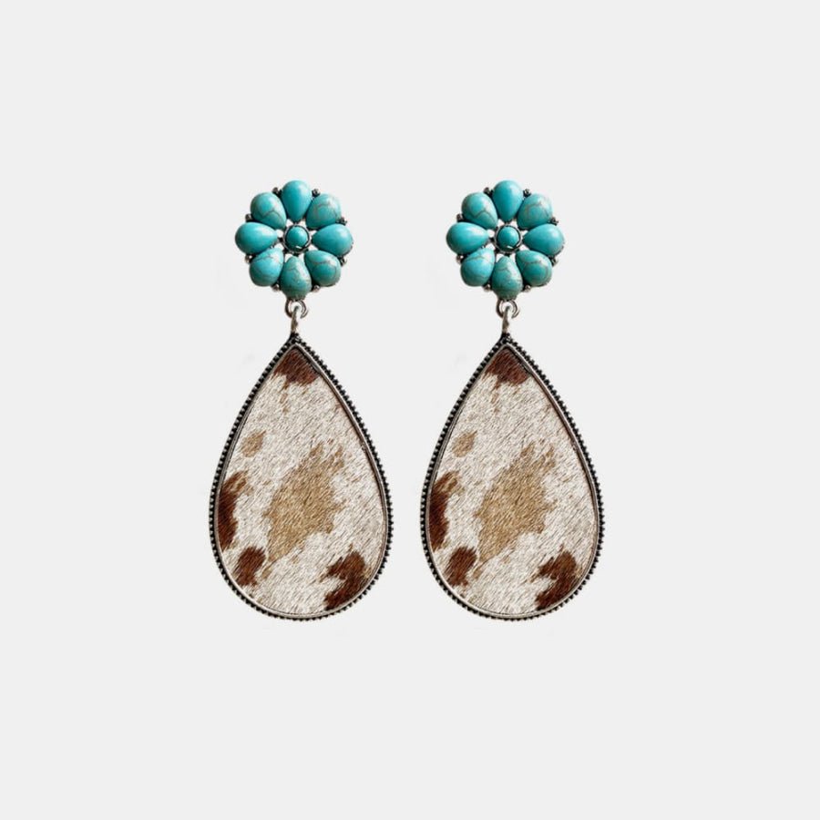 Turquoise Flower Teardrop Earrings Apparel and Accessories