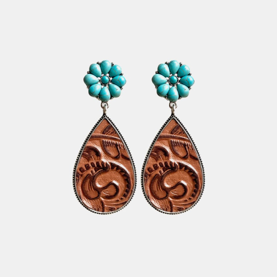 Turquoise Flower Teardrop Earrings Chestnut / One Size
