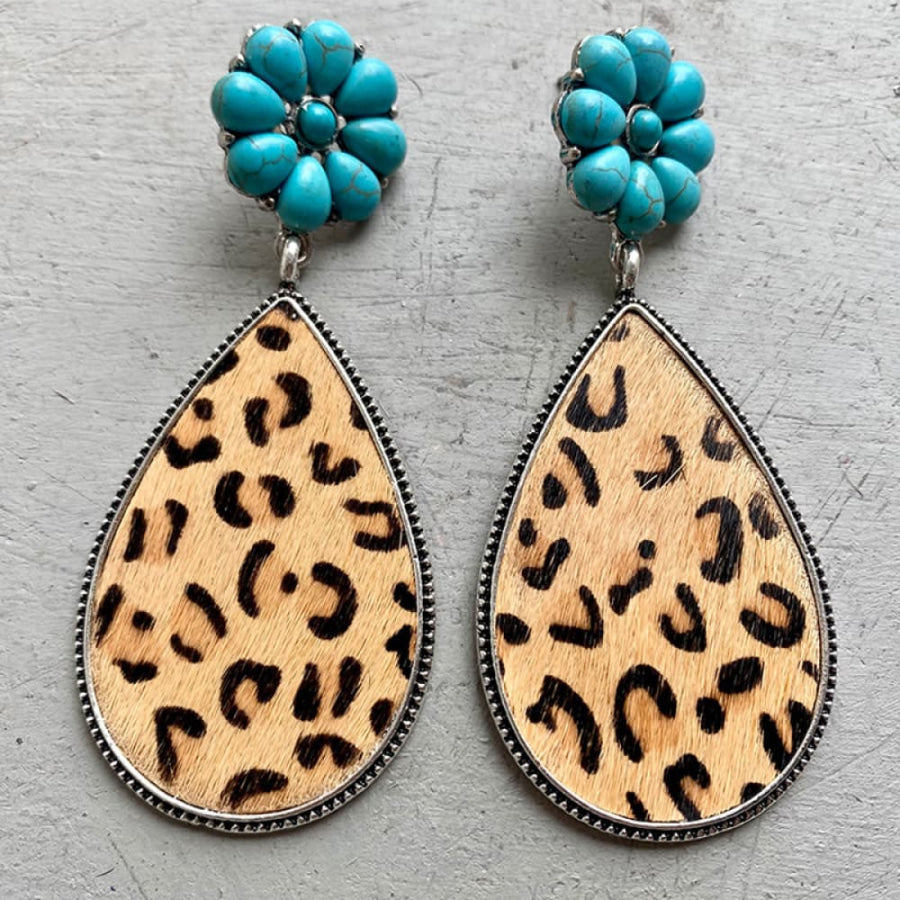 Turquoise Flower Teardrop Earrings Style A / One Size Apparel and Accessories