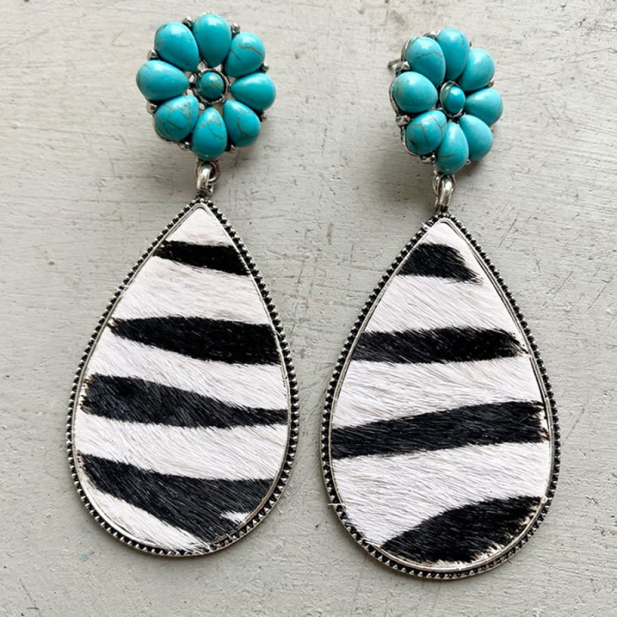 Turquoise Flower Teardrop Earrings Style B / One Size Apparel and Accessories