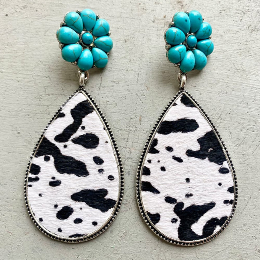 Turquoise Flower Teardrop Earrings Style C / One Size Apparel and Accessories