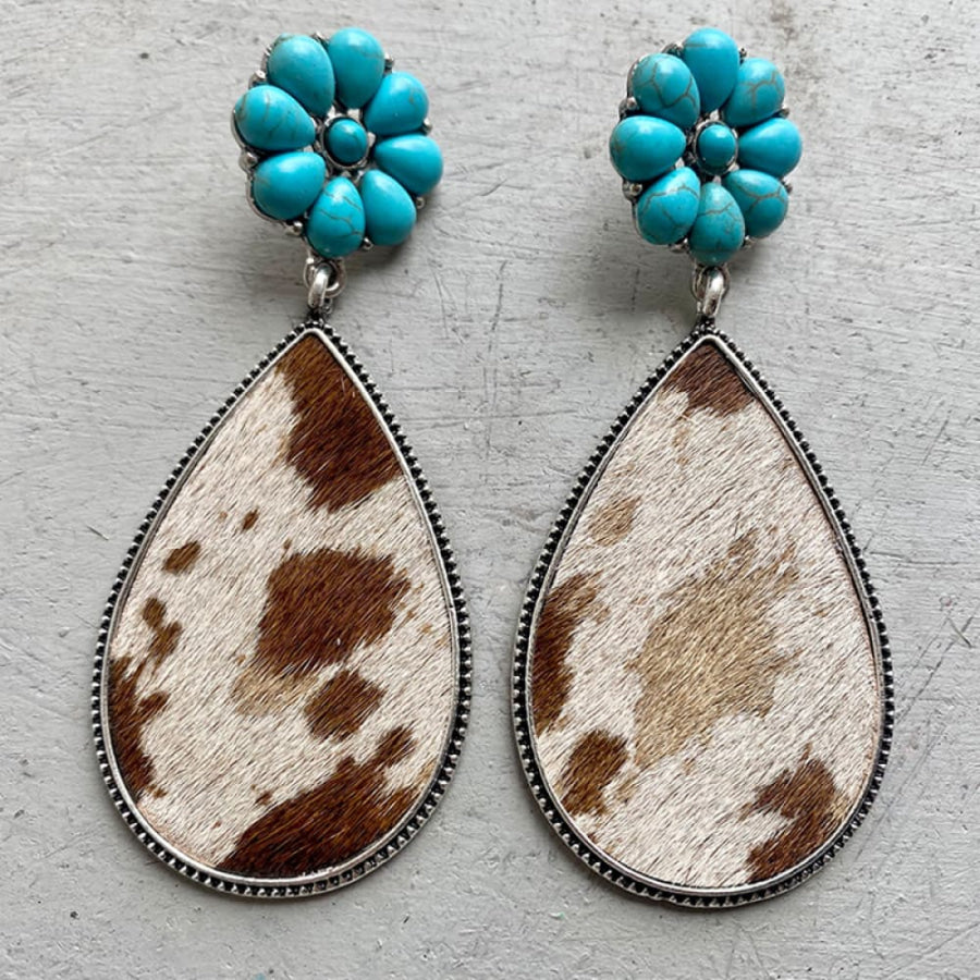 Turquoise Flower Teardrop Earrings Style D / One Size Apparel and Accessories