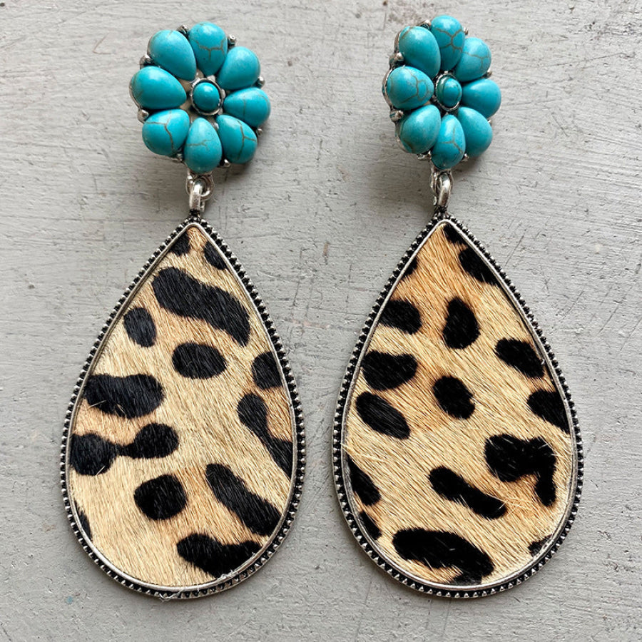 Turquoise Flower Teardrop Earrings Style E / One Size Apparel and Accessories