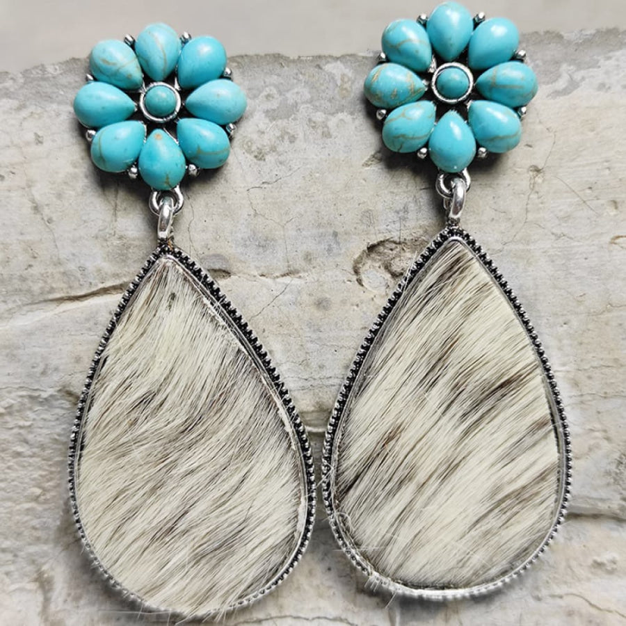 Turquoise Flower Teardrop Earrings Style F / One Size Apparel and Accessories
