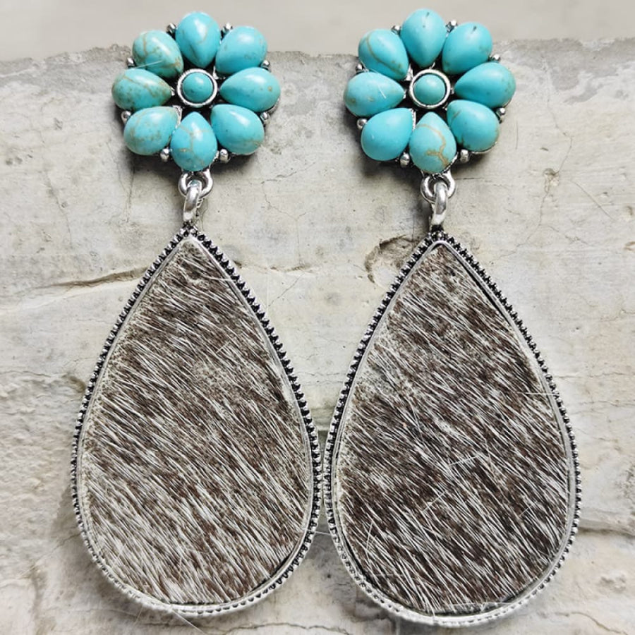 Turquoise Flower Teardrop Earrings Style G / One Size Apparel and Accessories