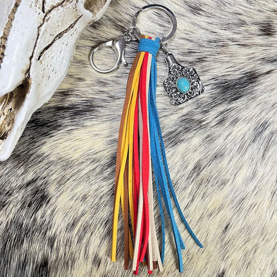 Turquoise Keychain with Tassel Style B / One Size