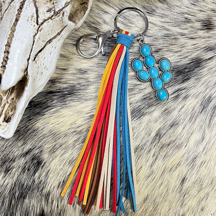 Turquoise Keychain with Tassel Style C / One Size