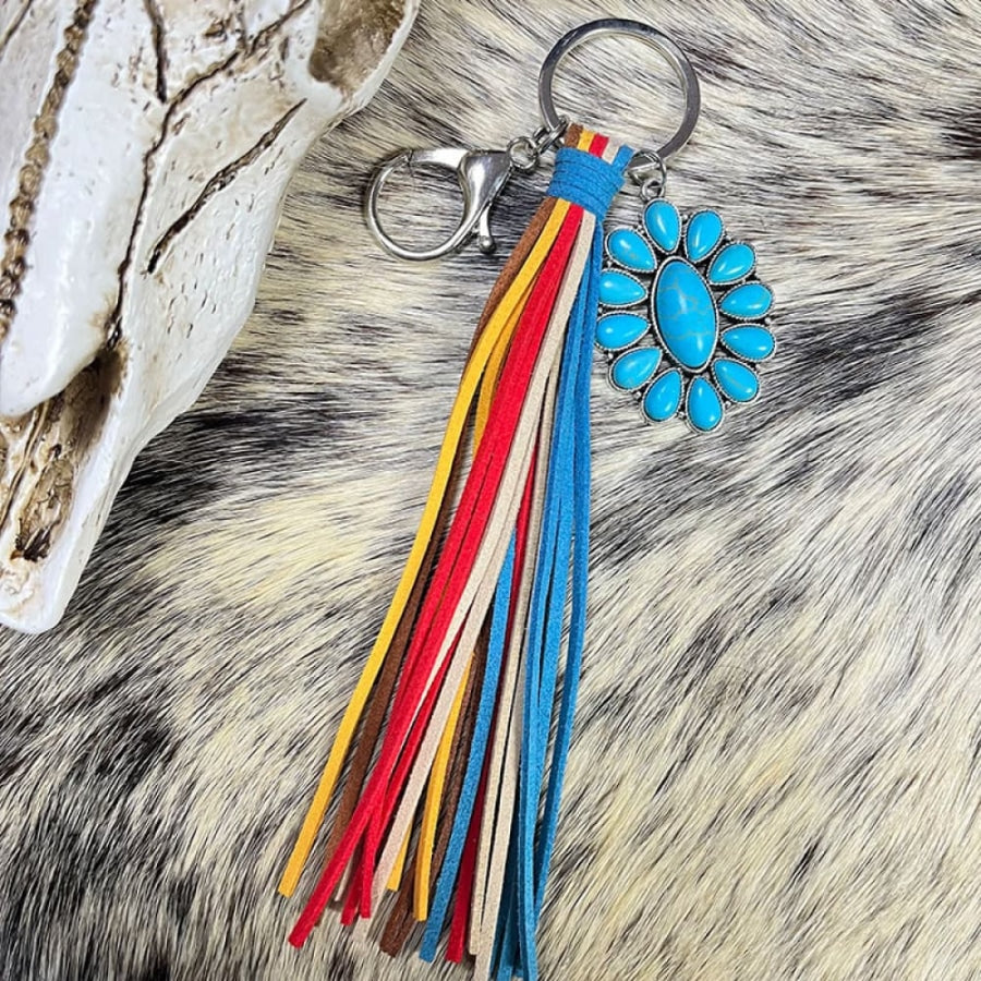 Turquoise Keychain with Tassel Style D / One Size