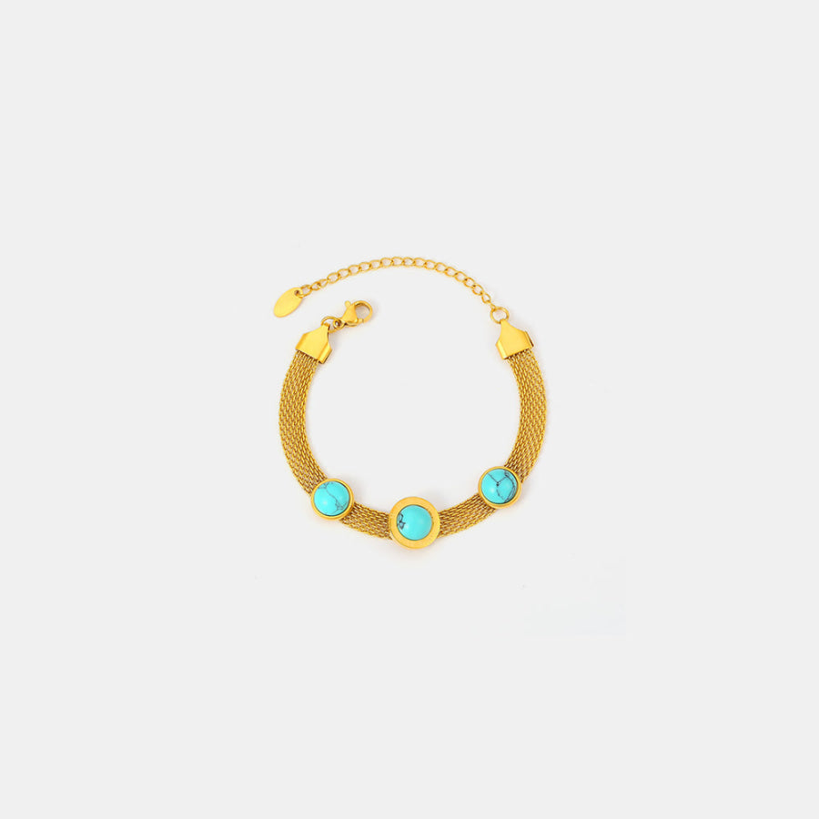 Turquoise Titanium Steel Bracelet Gold / One Size Apparel and Accessories