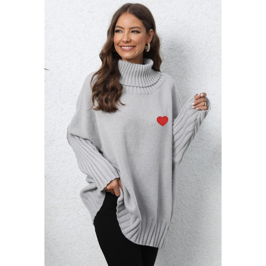 Turtle Neck Long Sleeve Ribbed Sweater