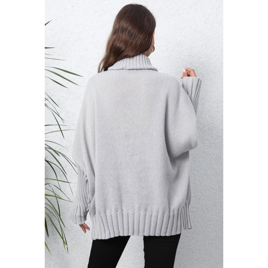 Turtle Neck Long Sleeve Ribbed Sweater