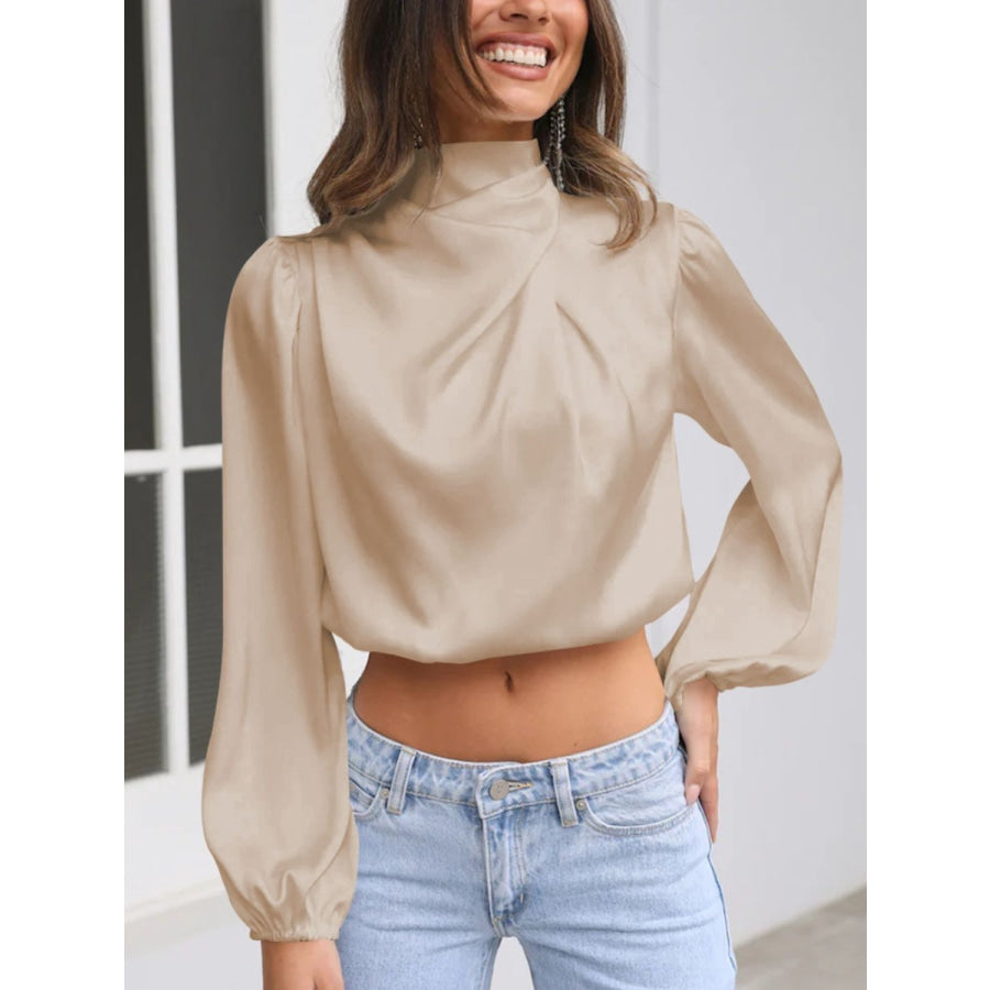 Turtleneck Balloon Sleeve Blouse Apparel and Accessories