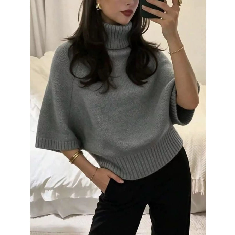 Turtleneck Batwing Sleeve Sweater Apparel and Accessories