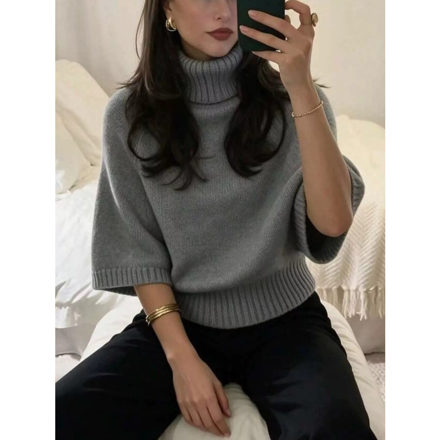 Turtleneck Batwing Sleeve Sweater Apparel and Accessories