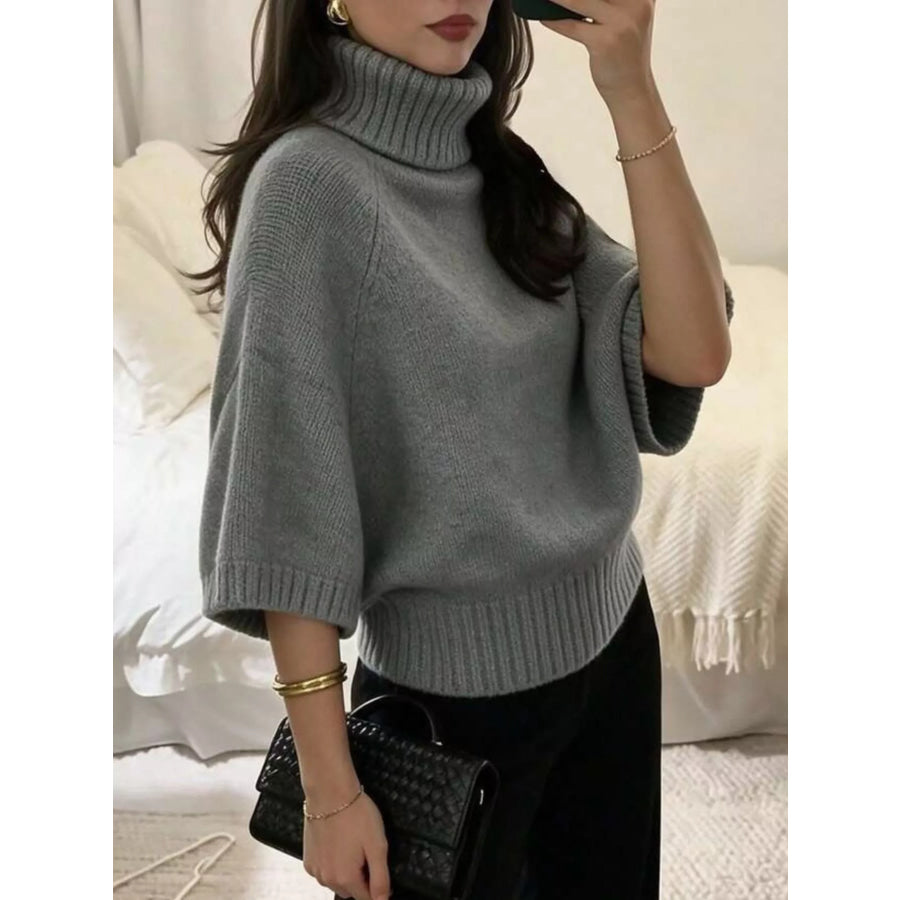 Turtleneck Batwing Sleeve Sweater Apparel and Accessories
