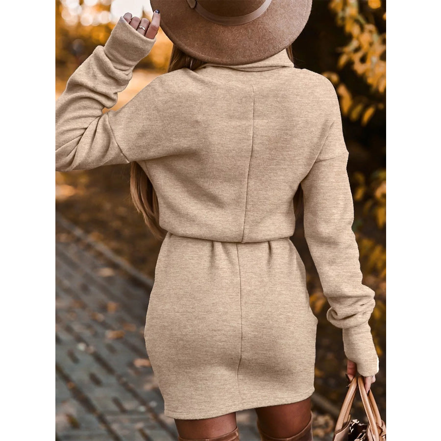Turtleneck Belted Knit Dress Apparel and Accessories