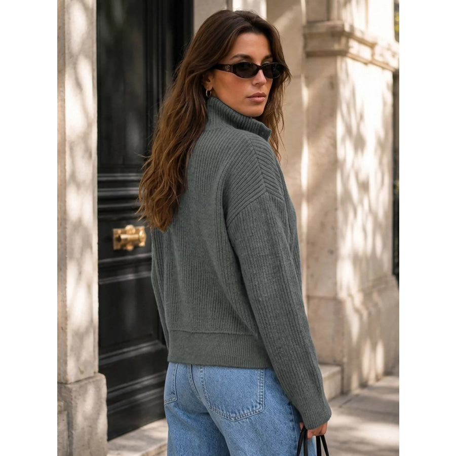 Turtleneck Button-Down Cardigan Apparel and Accessories
