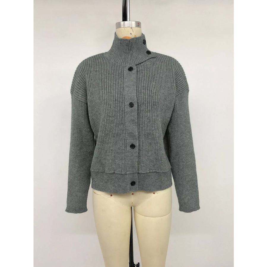 Turtleneck Button-Down Cardigan Apparel and Accessories