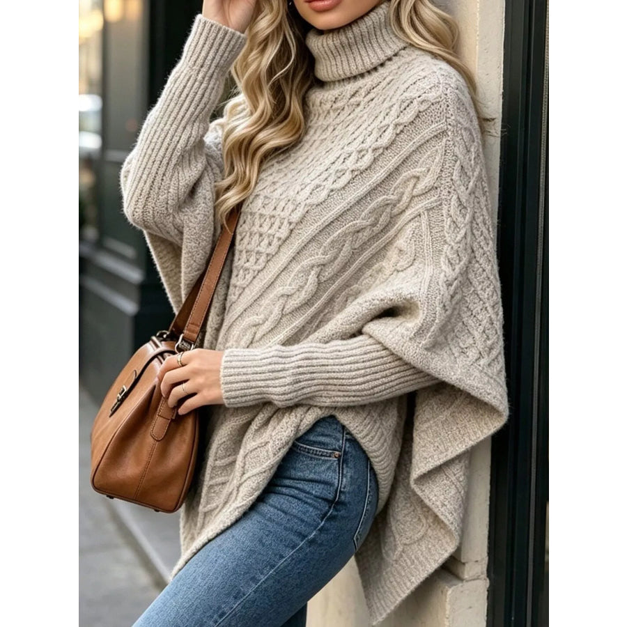 Turtleneck Cable-Knit Sweater Apparel and Accessories