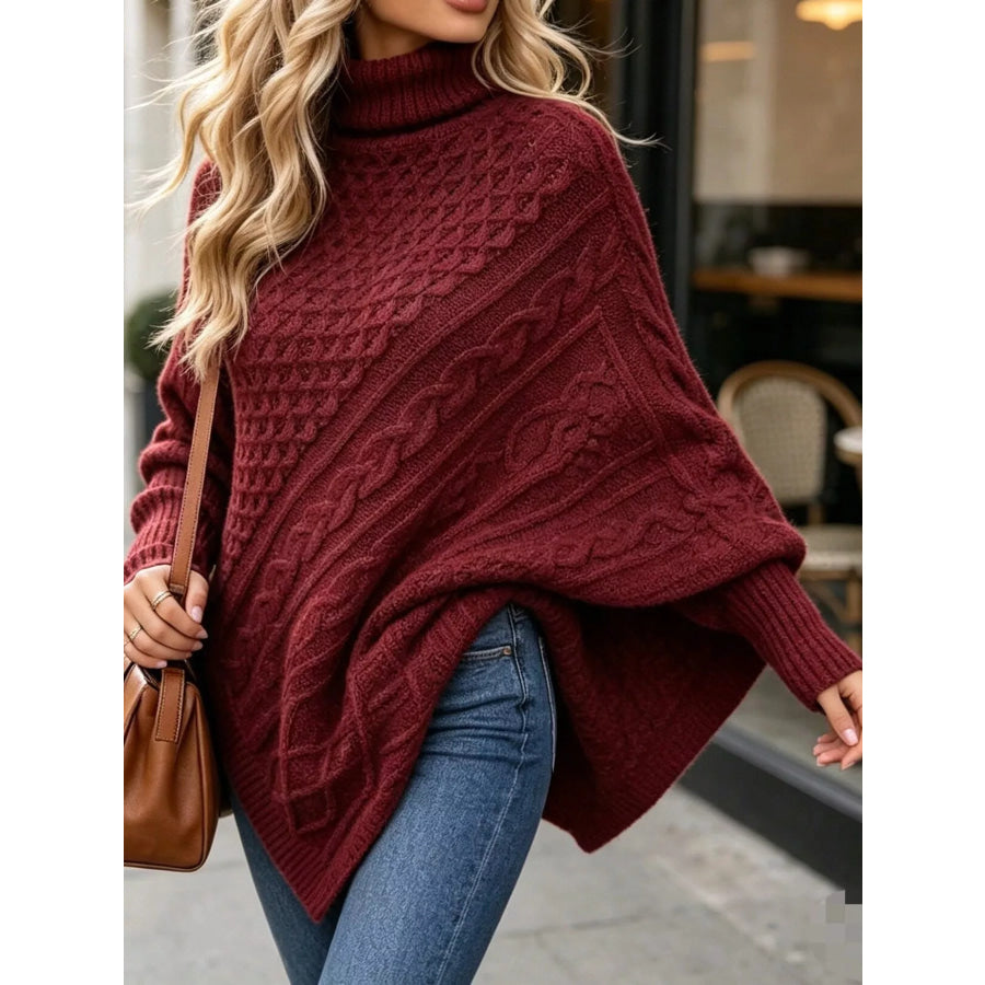 Turtleneck Cable-Knit Sweater Apparel and Accessories