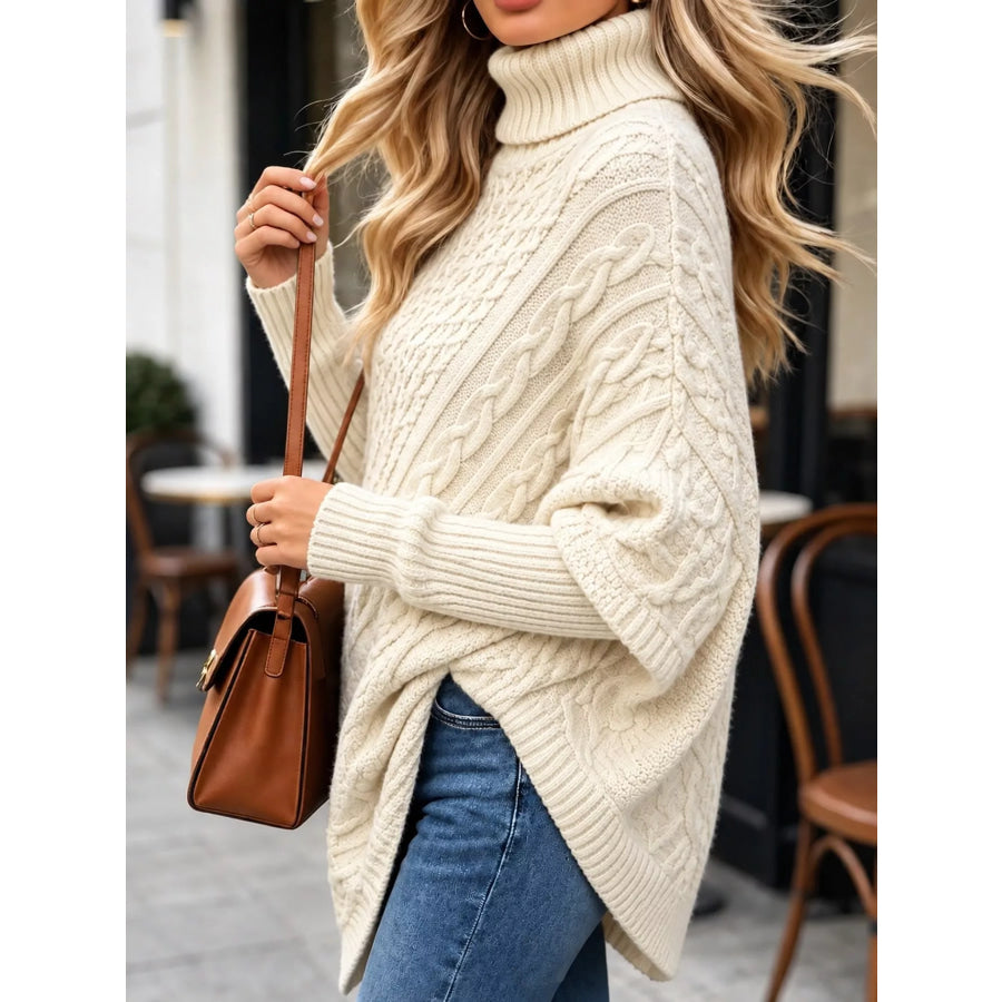 Turtleneck Cable-Knit Sweater Apparel and Accessories