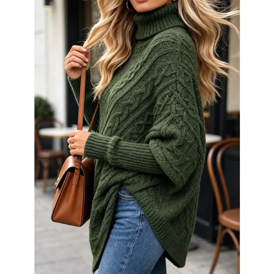Turtleneck Cable-Knit Sweater Apparel and Accessories