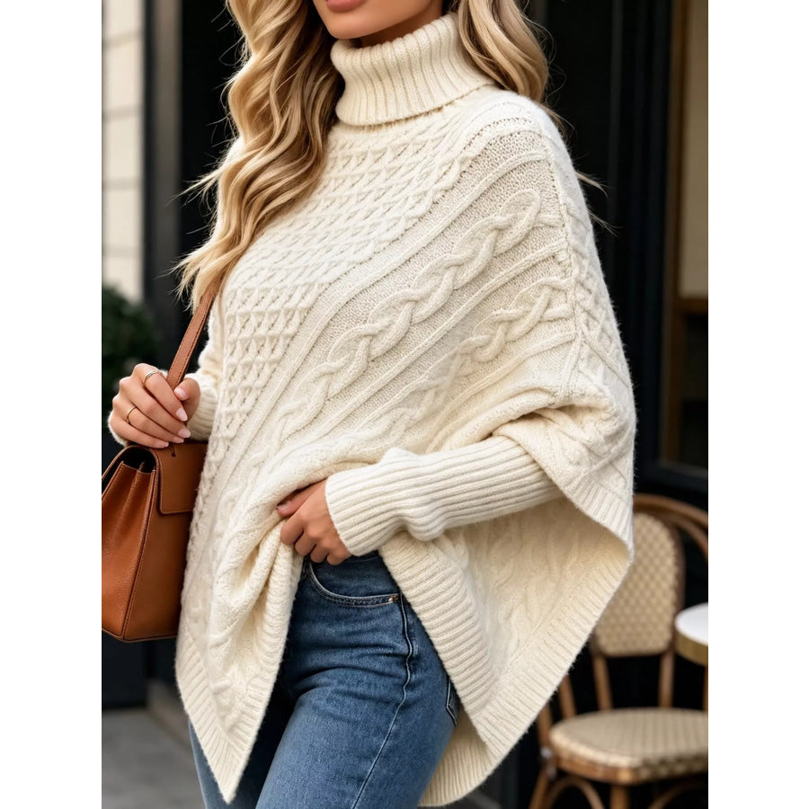 Turtleneck Cable-Knit Sweater Apparel and Accessories