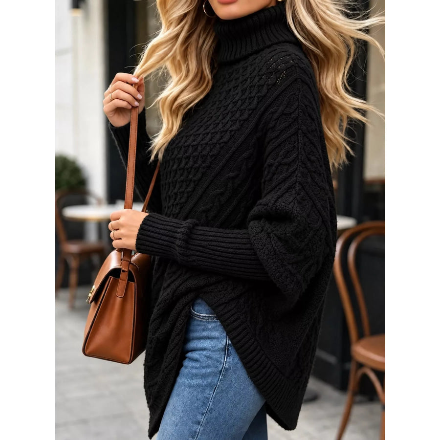 Turtleneck Cable-Knit Sweater Apparel and Accessories