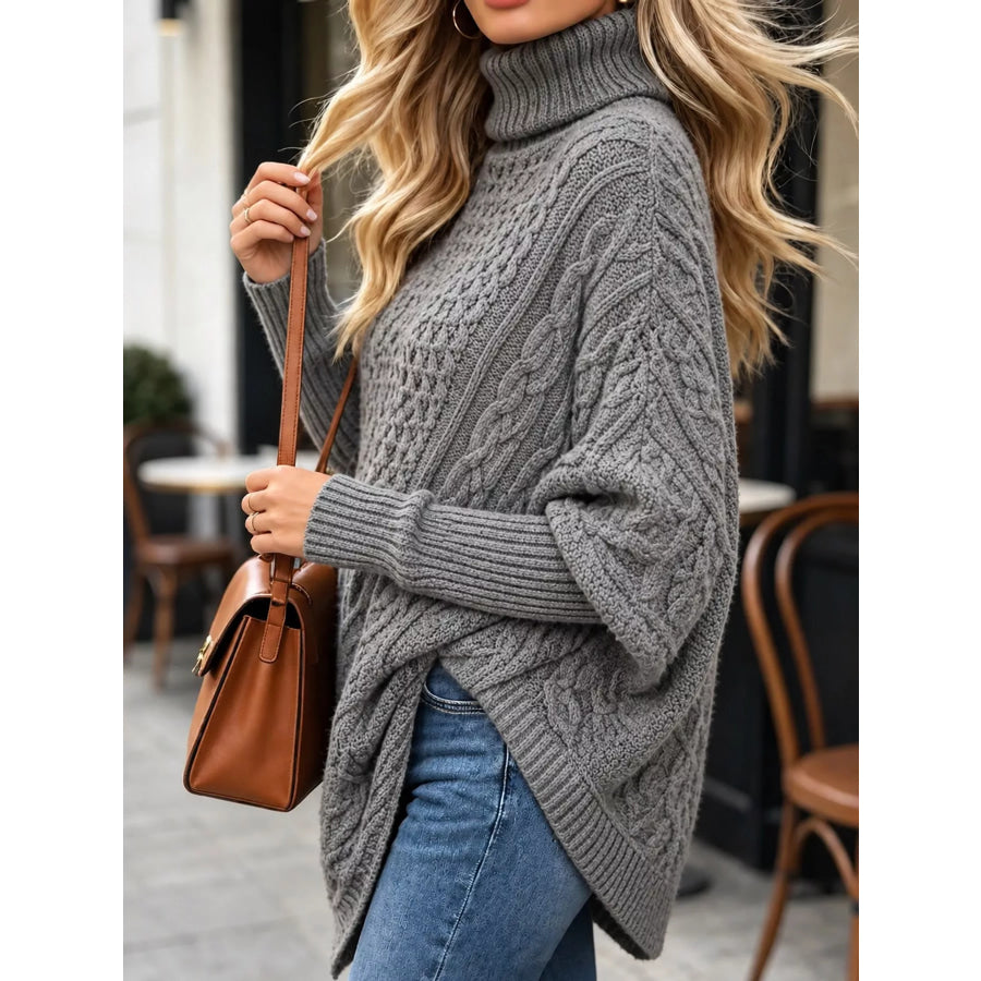 Turtleneck Cable-Knit Sweater Apparel and Accessories