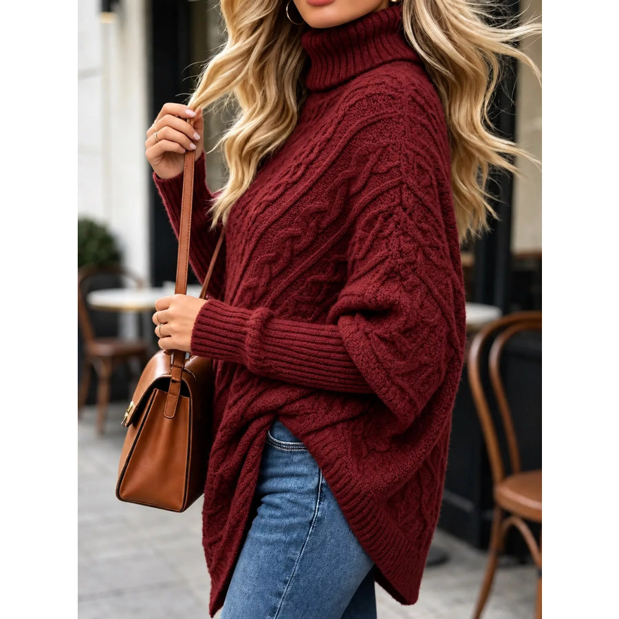 Turtleneck Cable-Knit Sweater Apparel and Accessories
