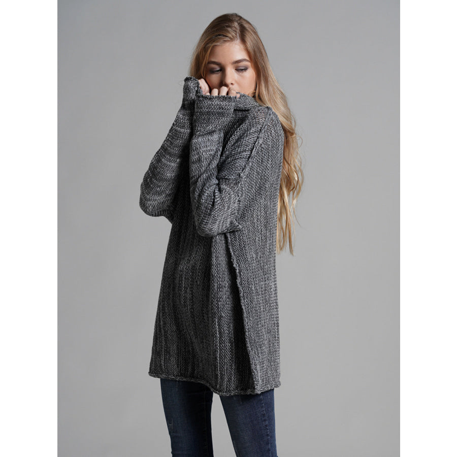 Turtleneck Dropped Shoulder Long Sleeve Sweater Apparel and Accessories