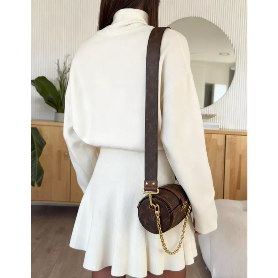 Turtleneck Dropped Shoulder Sweater and Skirt Set Apparel and Accessories