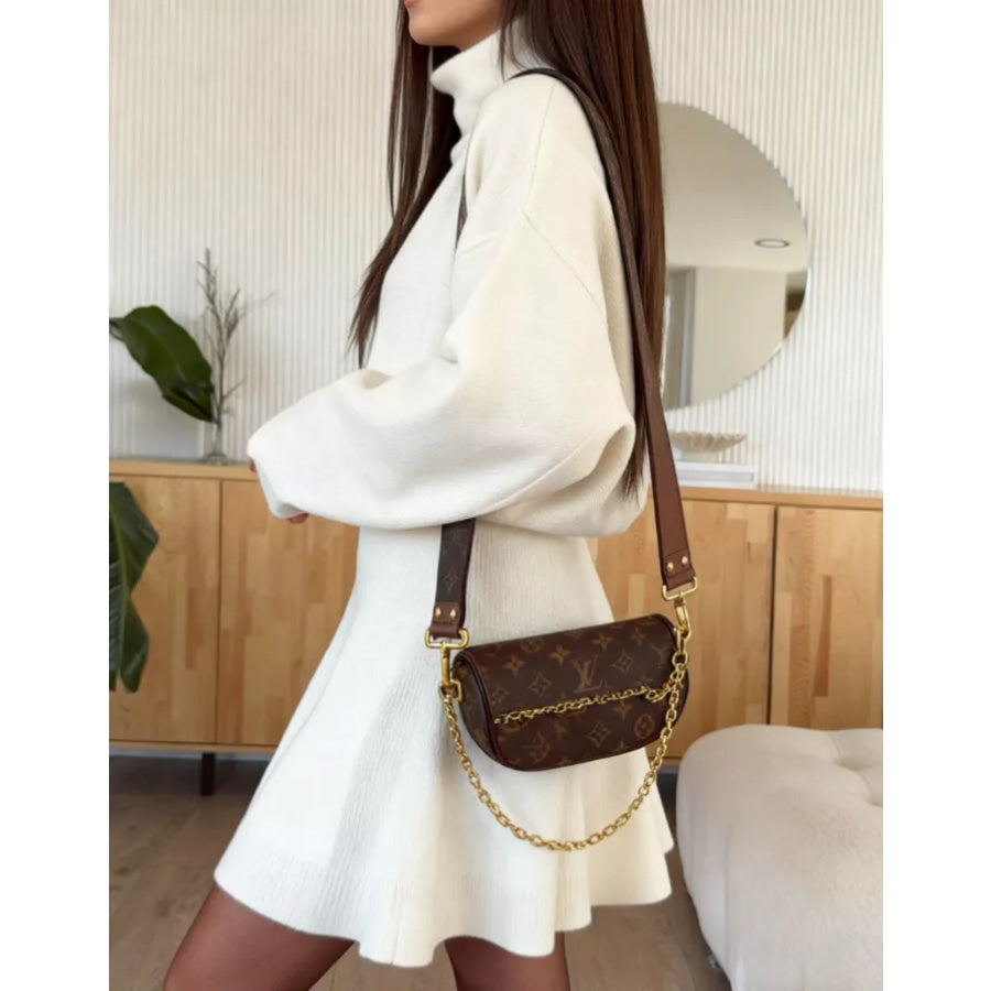 Turtleneck Dropped Shoulder Sweater and Skirt Set Apparel and Accessories