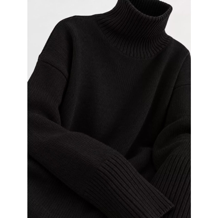Turtleneck Dropped Shoulder Sweater Apparel and Accessories
