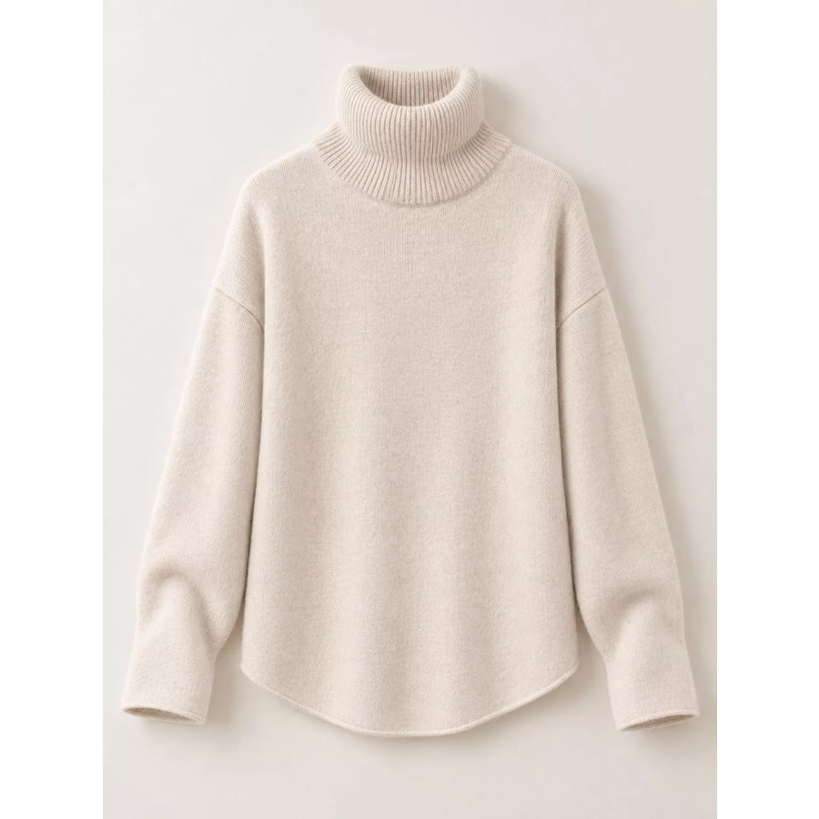 Turtleneck Dropped Shoulder Sweater Apparel and Accessories