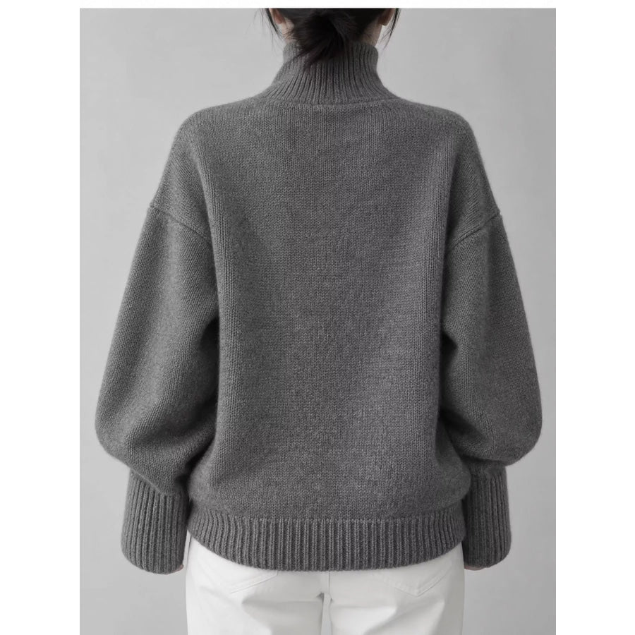 Turtleneck Dropped Shoulder Sweater Apparel and Accessories
