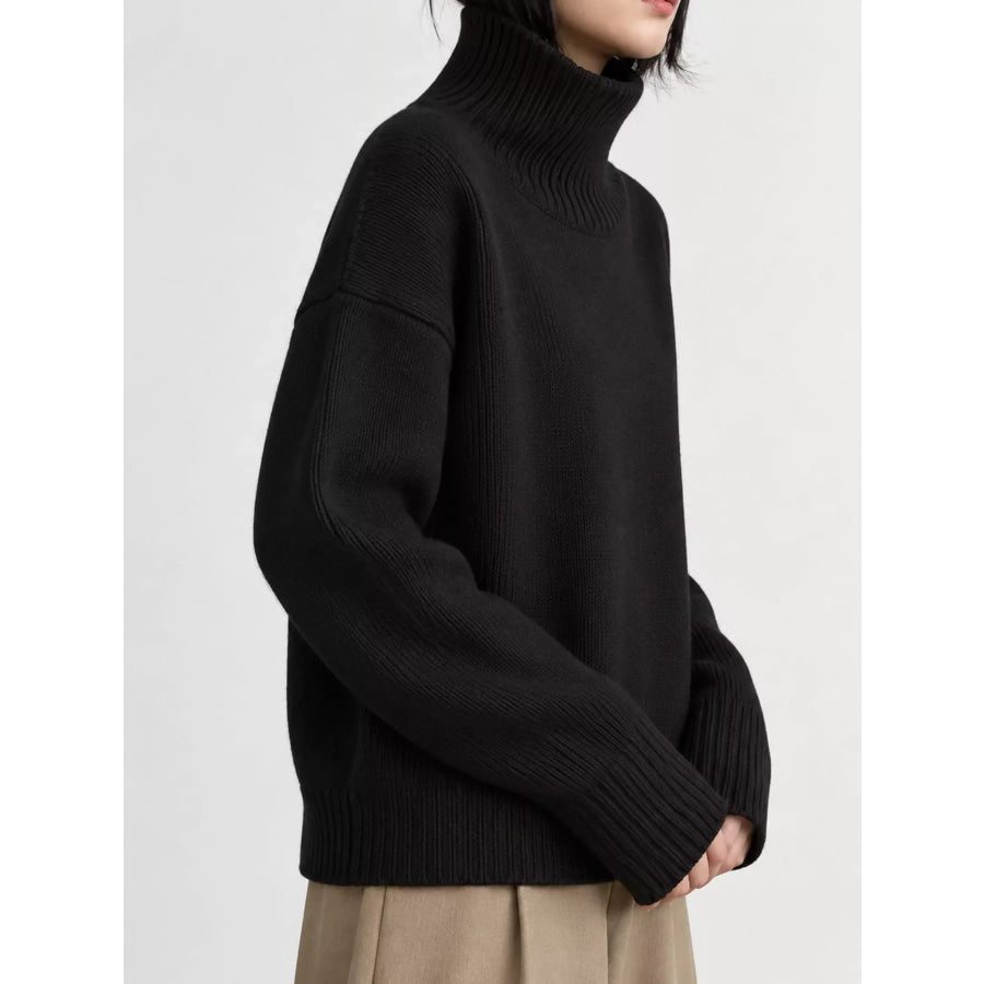 Turtleneck Dropped Shoulder Sweater Apparel and Accessories