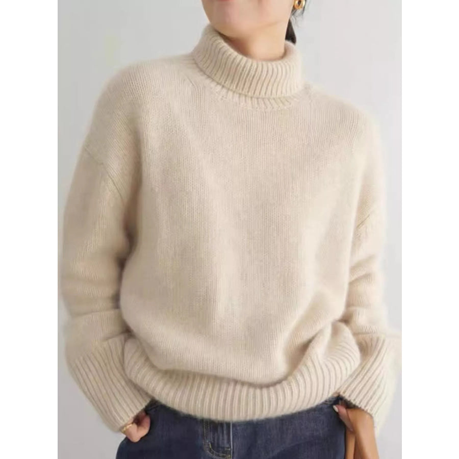 Turtleneck Dropped Shoulder Sweater Apparel and Accessories