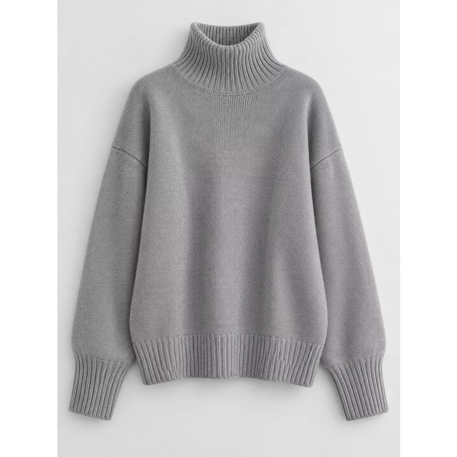 Turtleneck Dropped Shoulder Sweater Apparel and Accessories