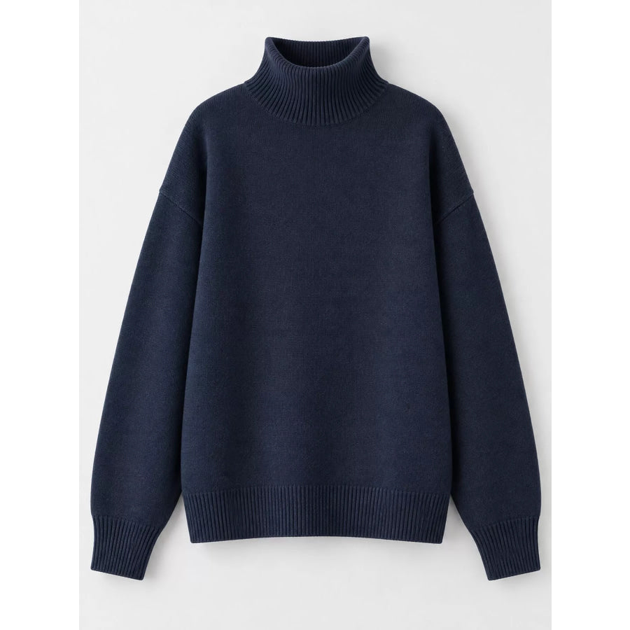 Turtleneck Dropped Shoulder Sweater Apparel and Accessories