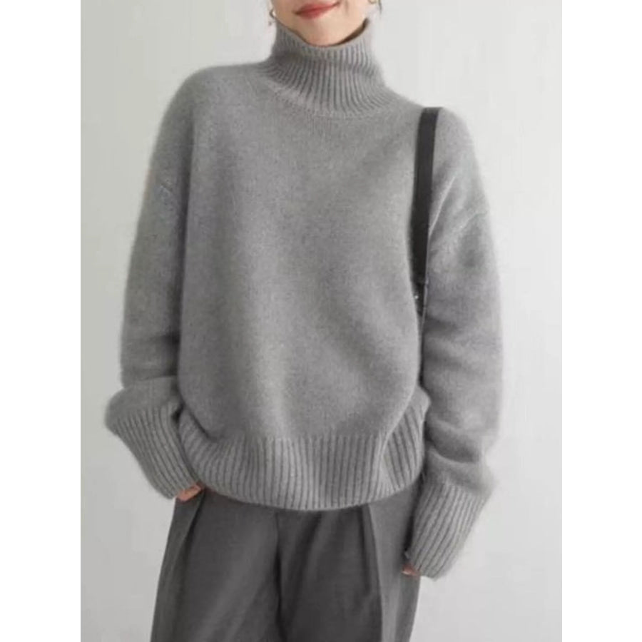 Turtleneck Dropped Shoulder Sweater Apparel and Accessories