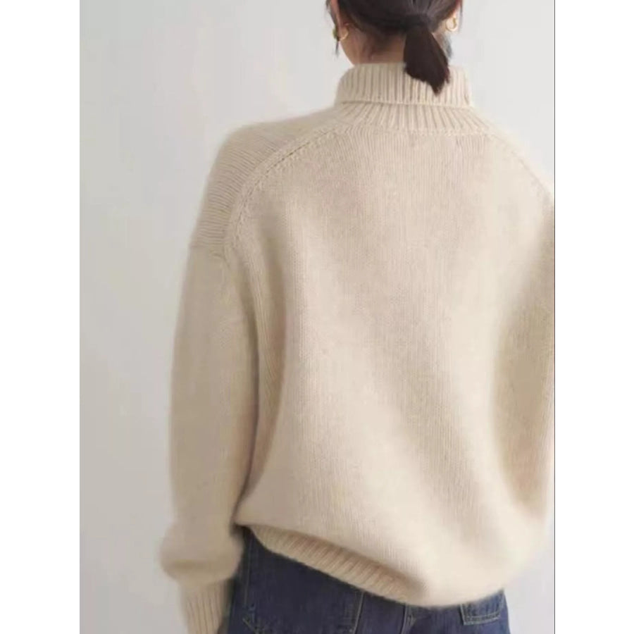 Turtleneck Dropped Shoulder Sweater Apparel and Accessories