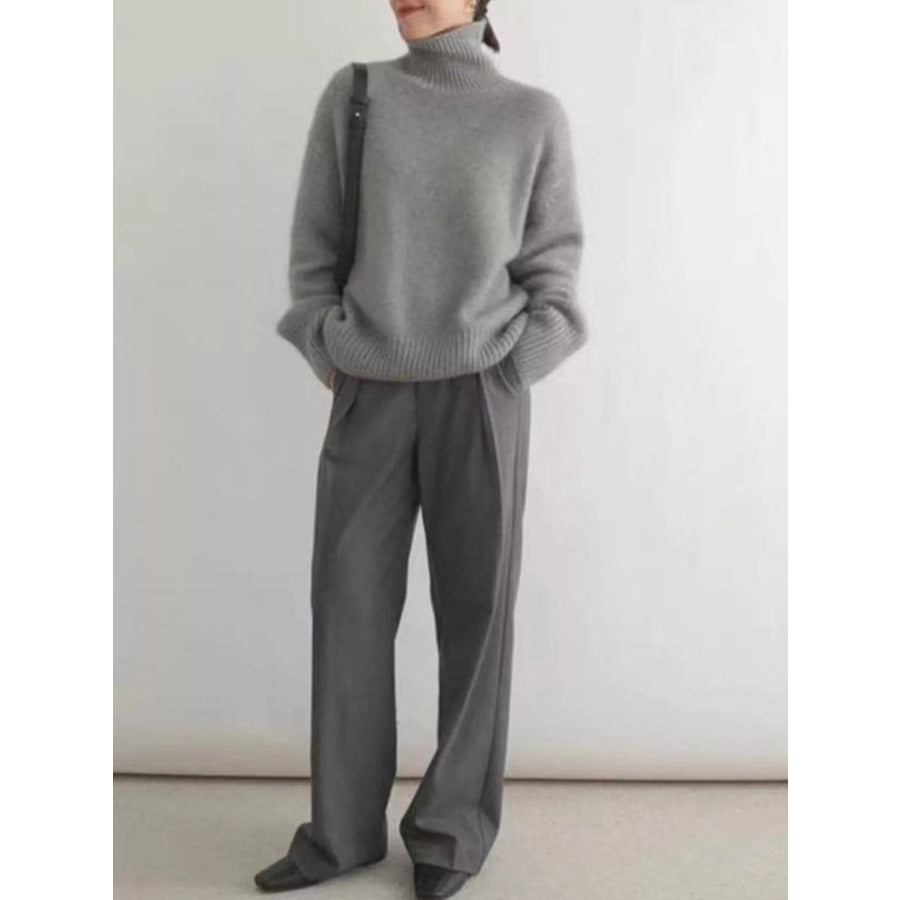Turtleneck Dropped Shoulder Sweater Apparel and Accessories